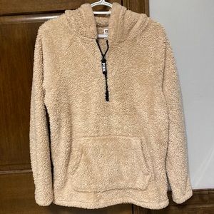 Tan Sherpa pull over hoodie